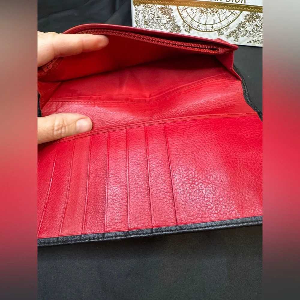 Christian Dior “CD” Black w/Red Interior Leather Wallet